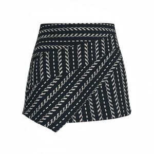 storets Black & White Striped Knit Wrap Mini Skirt